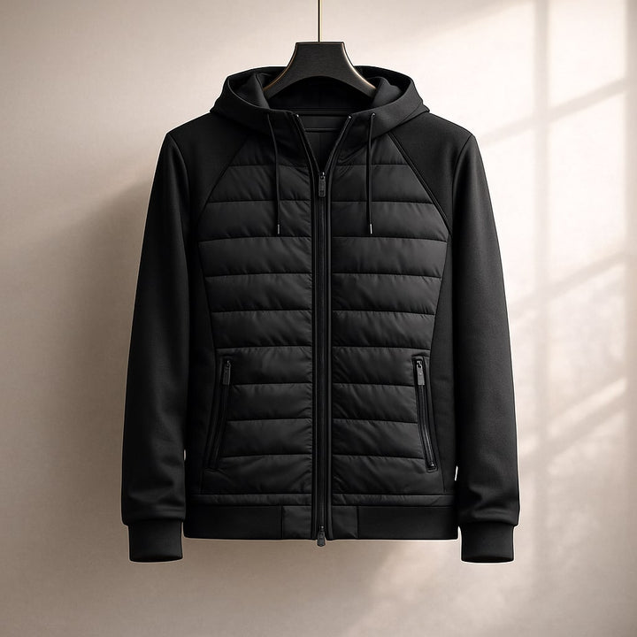 Men's Quilted Zip Hoodie – Insulated Hybrid Layer