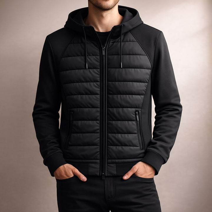 Men's Quilted Zip Hoodie – Insulated Hybrid Layer