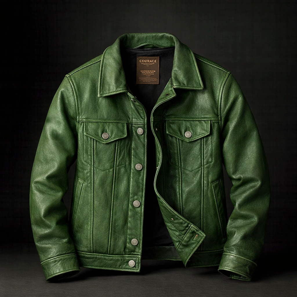 Men's Leather Trucker Jacket – Genuine Leather Vintage Moto Style