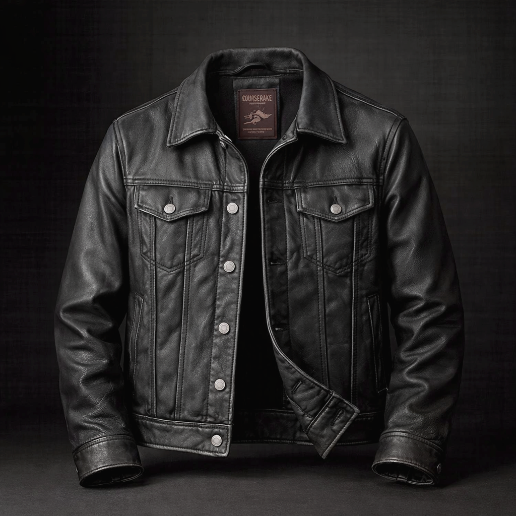 Men's Leather Trucker Jacket – Genuine Leather Vintage Moto Style
