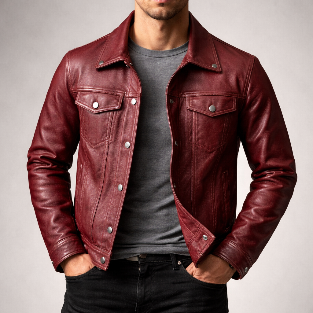 Men's Leather Trucker Jacket – Genuine Leather Vintage Moto Style
