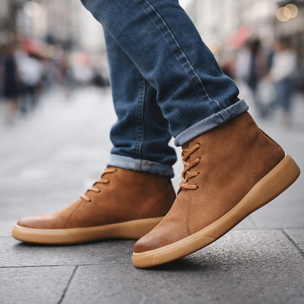Men's Leather Chukka Boots – Cushioned Ankle Boots for Everyday Wear