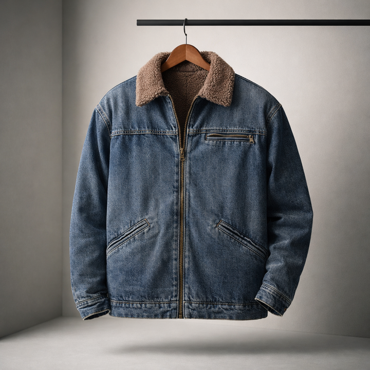 Men's Sherpa-Lined Denim Jacket – Warm Casual Trucker