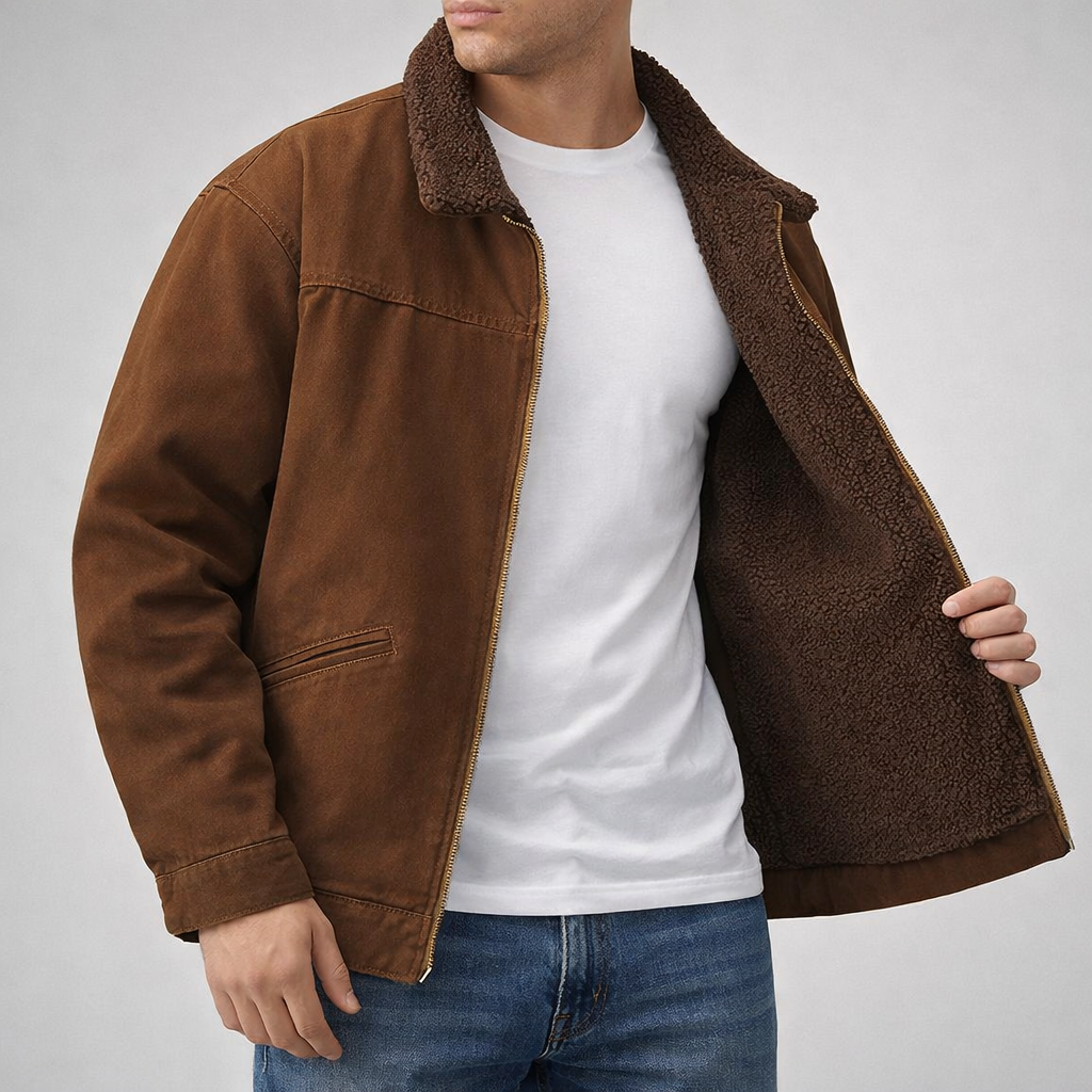 Men's Sherpa-Lined Denim Jacket – Warm Casual Trucker