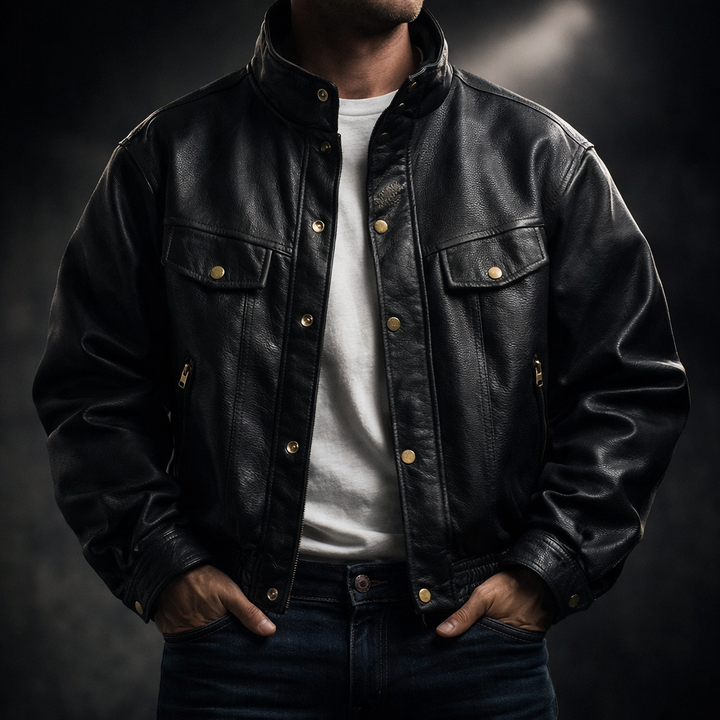 Men's Textured Leather Heritage Jacket – Vintage Layering Jacket