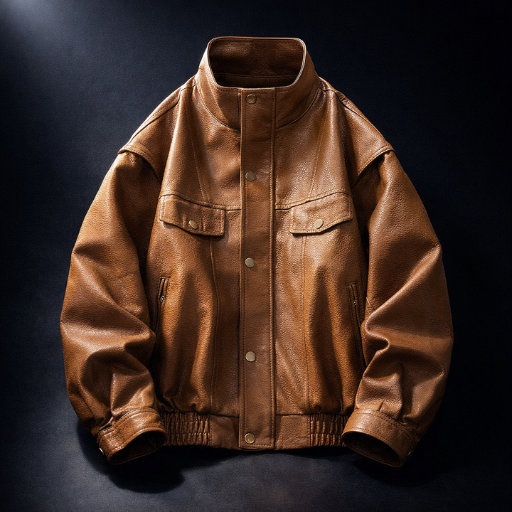 Men's Textured Leather Heritage Jacket – Vintage Layering Jacket