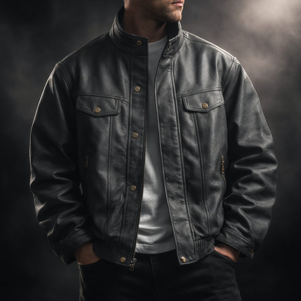 Men's Textured Leather Heritage Jacket – Vintage Layering Jacket