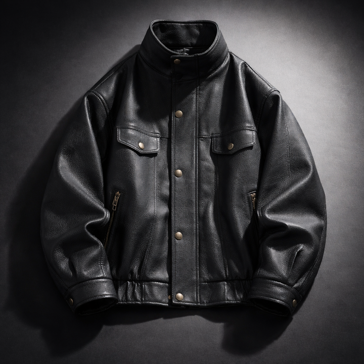 Men's Textured Leather Heritage Jacket – Vintage Layering Jacket