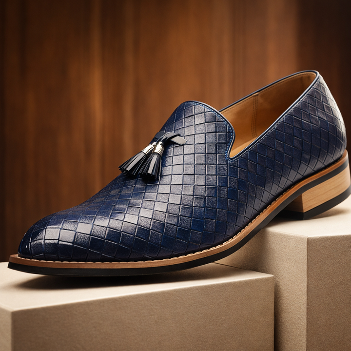 Men's Woven Leather Tassel Loafers – Smart Slip-On Shoes