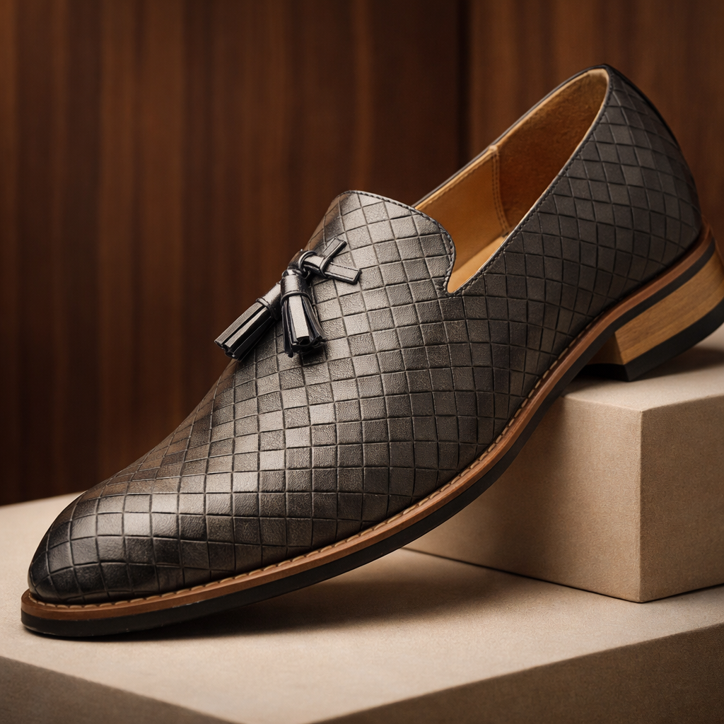 Men's Woven Leather Tassel Loafers – Smart Slip-On Shoes