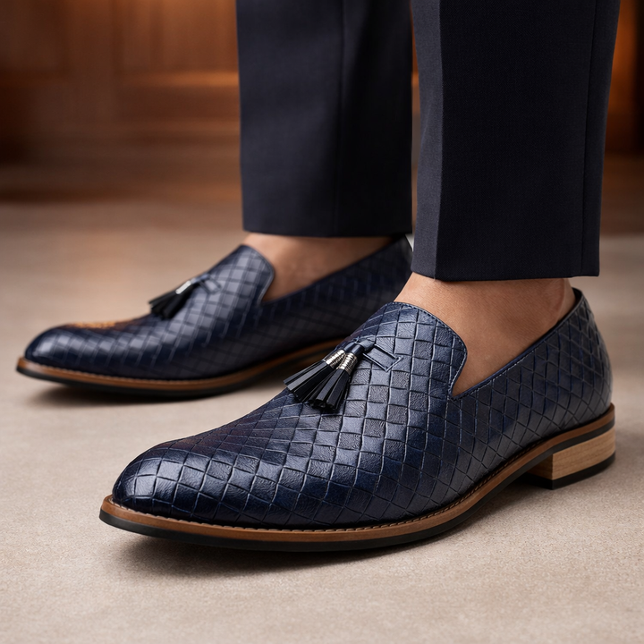 Men's Woven Leather Tassel Loafers – Smart Slip-On Shoes