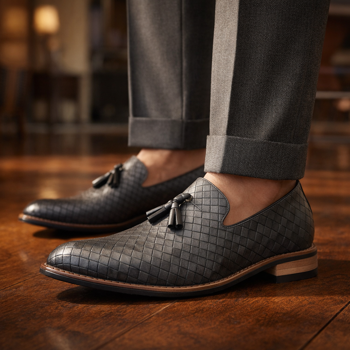 Men's Woven Leather Tassel Loafers – Smart Slip-On Shoes