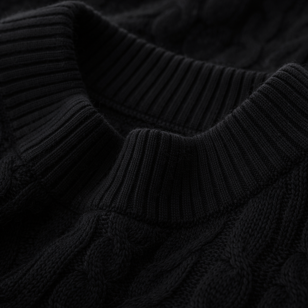Men's Cable Knit Cotton Jumper – Textured Crew Neck Sweater