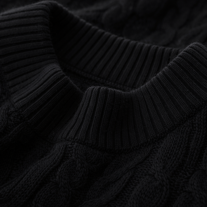Men's Cable Knit Cotton Jumper – Textured Crew Neck Sweater