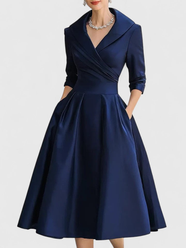 Women's Satin Midi Dress - Elegant and Flattering Gown
