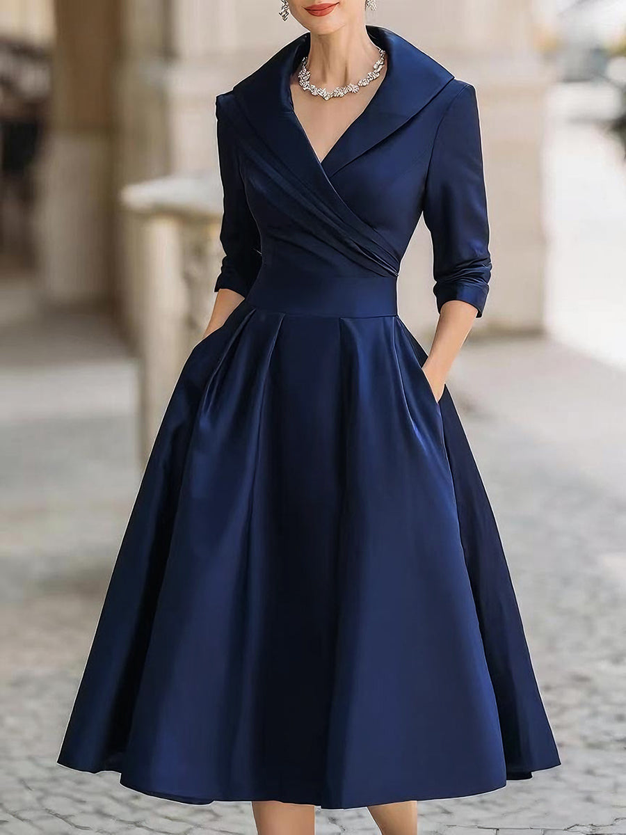 Women's Elegant Signature Midi Dress - Timeless Silhouette for