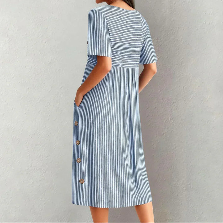 Women's Striped Midi Dress - Lightweight Comfort for Any Occasion