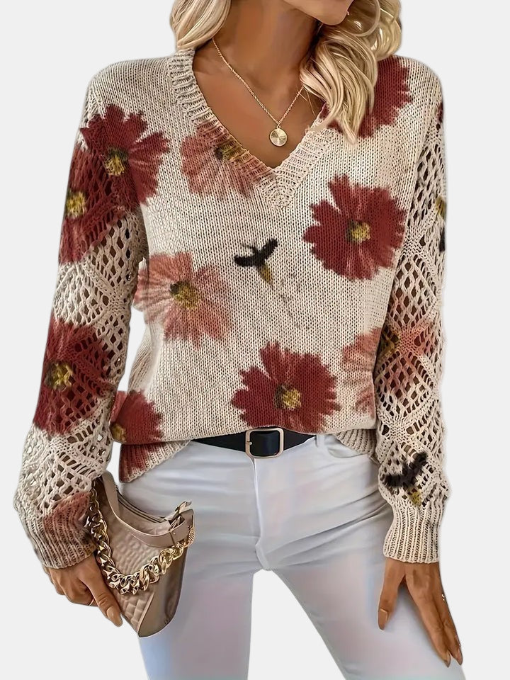 Women's Blooming Chic Knit Sweater - Effortless Everyday Elegance