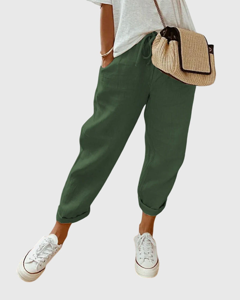 Women's High Waist Elastic Waist Pants - Everyday Comfort & Style