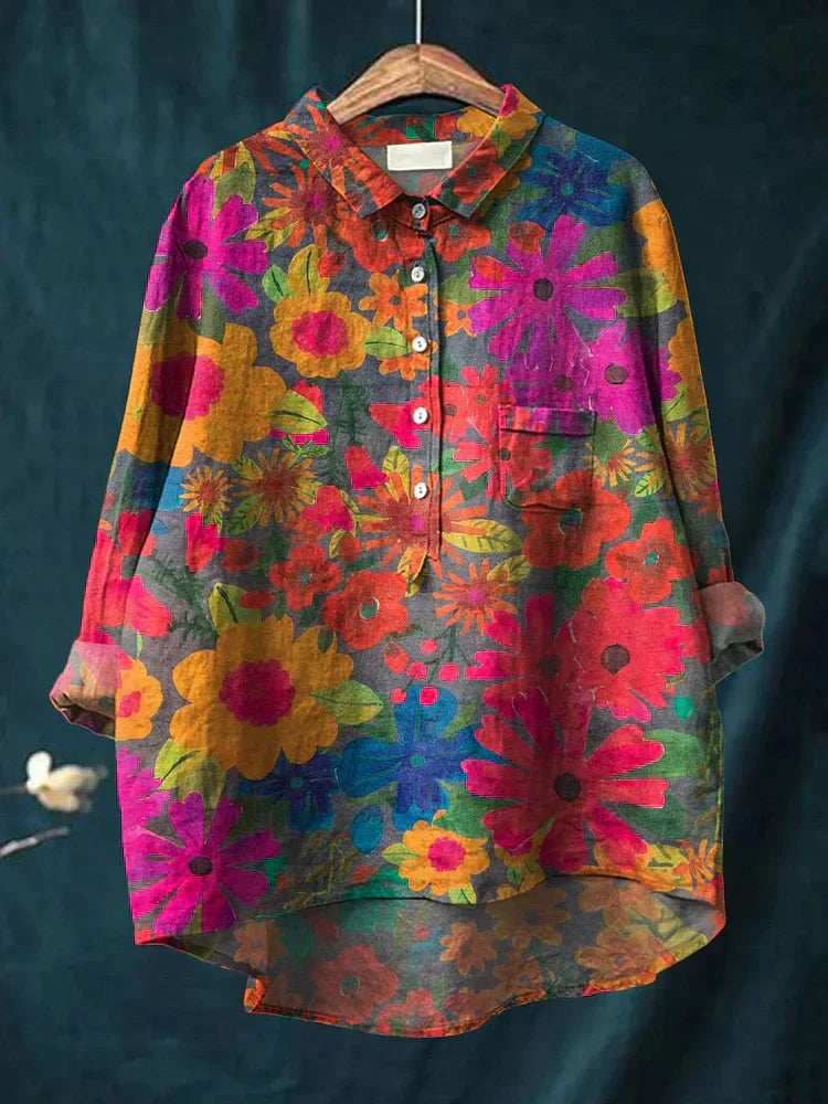 Women's Plant Print Tee - Vibrant Art for Everyday Joy