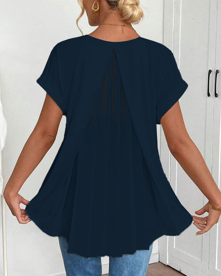 Women's Short Sleeve Patchwork T-Shirt - Casual Everyday Tee