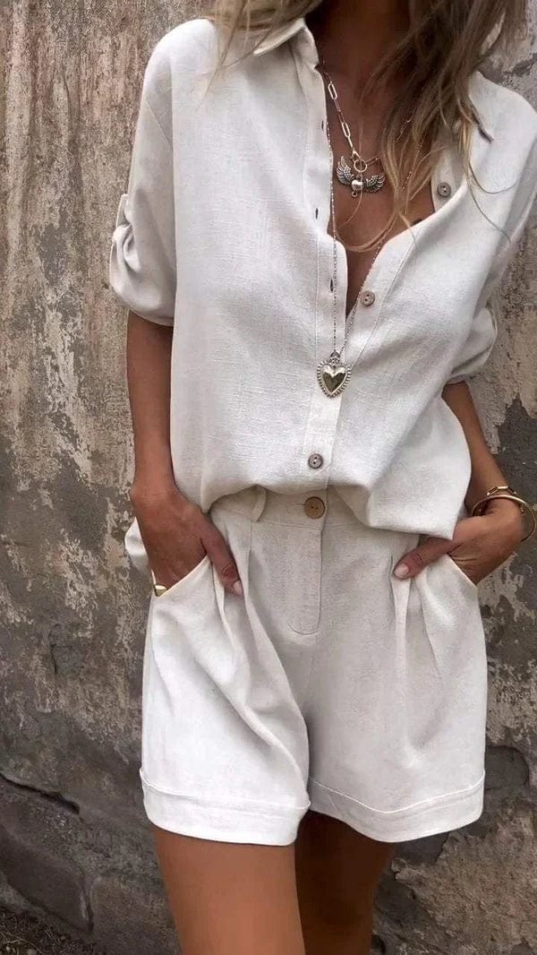 Women's Linen Blend Two-Piece Set - Effortless Warm Weather Style