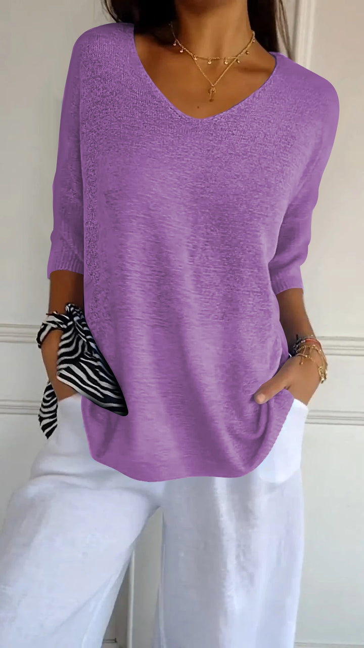 Women's V-Neck Knit Top - Versatile Everyday Essential