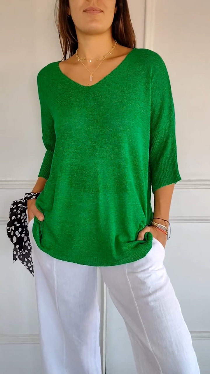 Women's V-Neck Knit Top - Versatile Everyday Essential