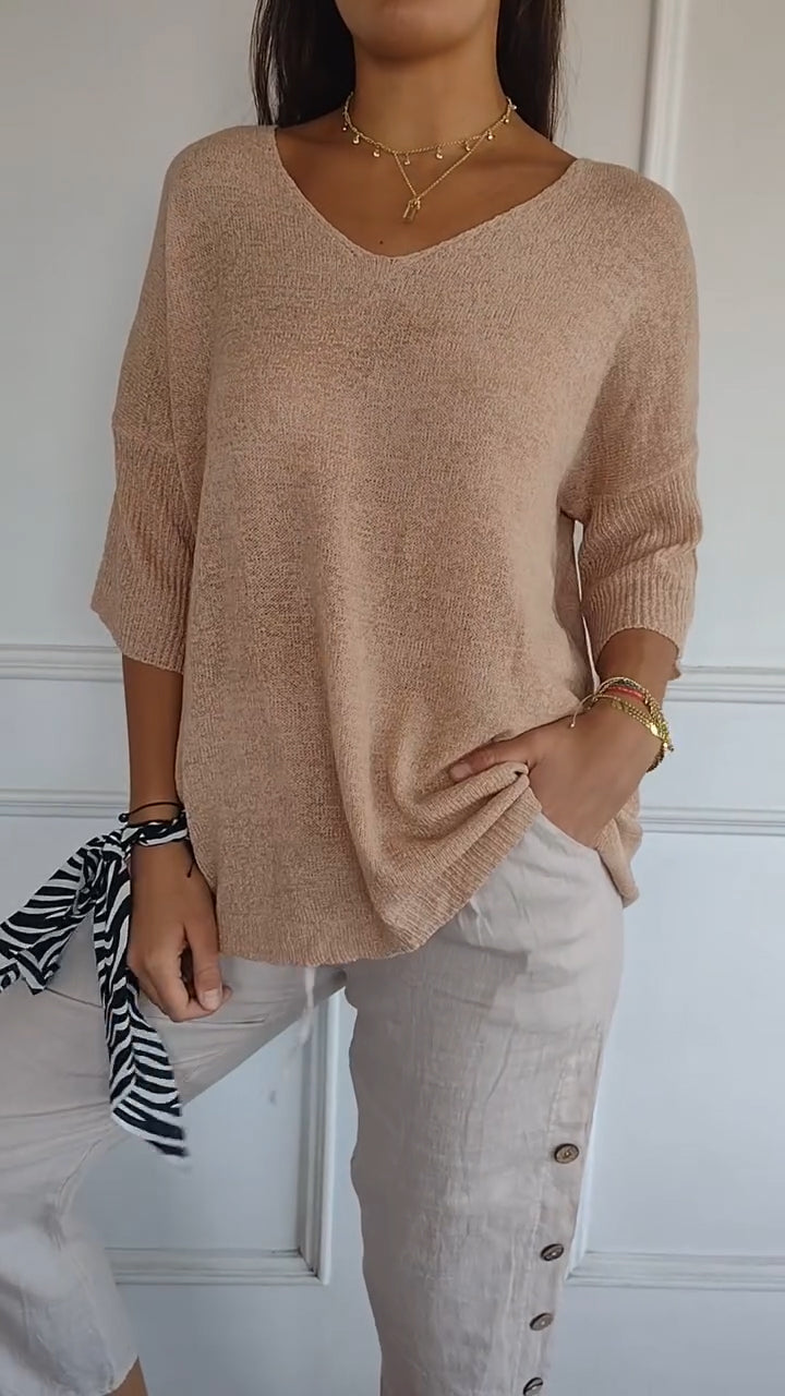 Women's V-Neck Knit Top - Versatile Everyday Essential