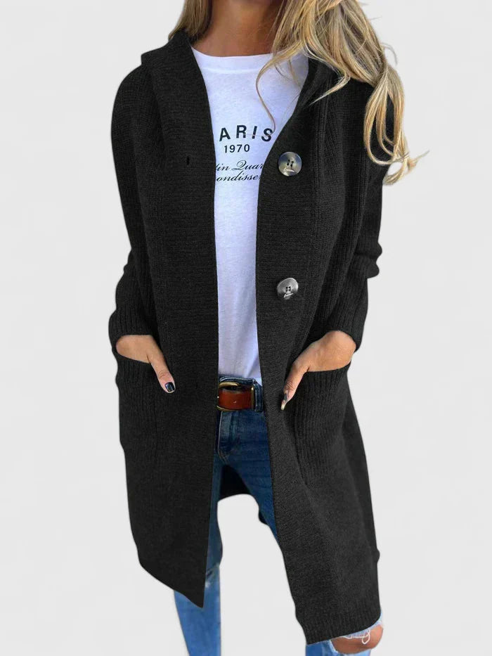 Women's Long Ribbed Hooded Cardigan - Effortless Layering