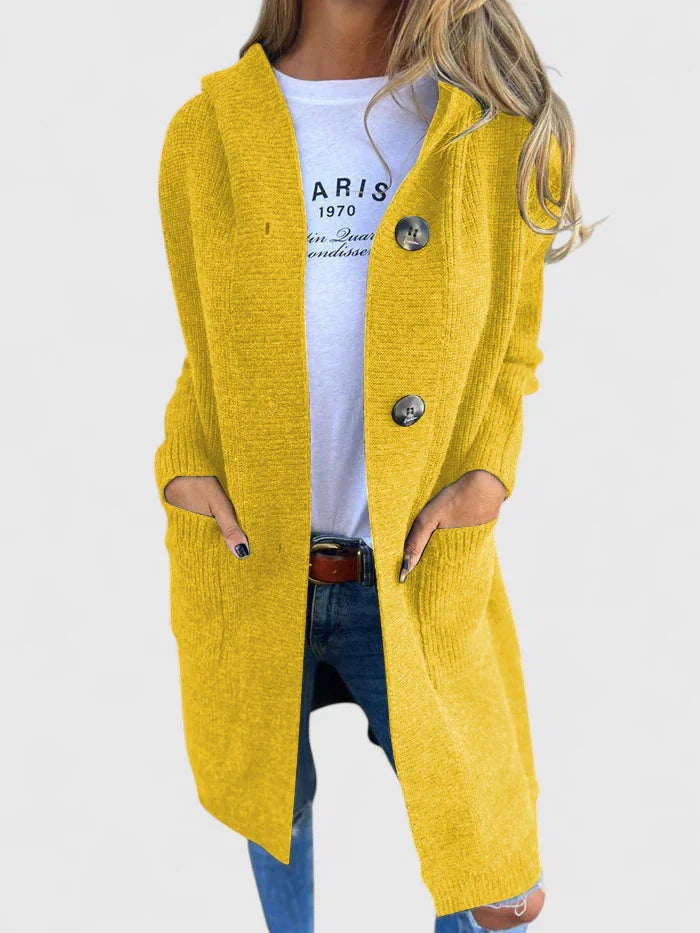 Women's Long Ribbed Hooded Cardigan - Effortless Layering