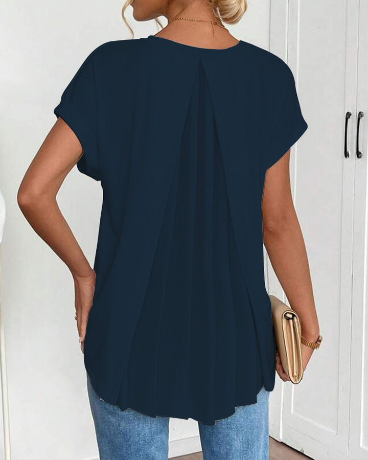 Women's Short Sleeve Patchwork T-Shirt - Casual Everyday Tee