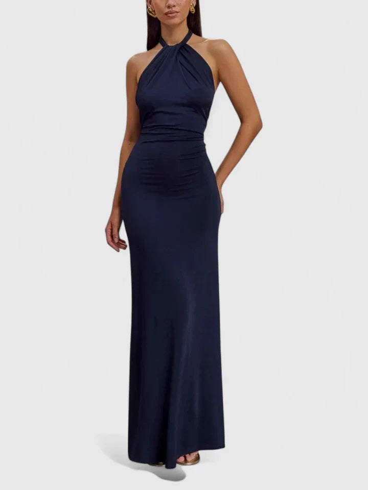 Women's Halter Neck Maxi Dress - Elegant Evening Event