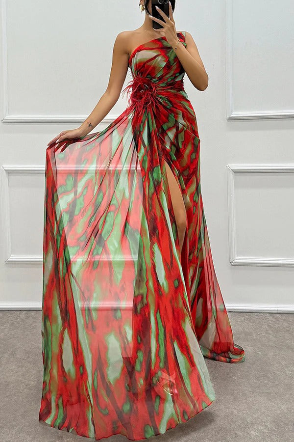 Women's Vibrant Draped Dress - Striking Summer Soirée