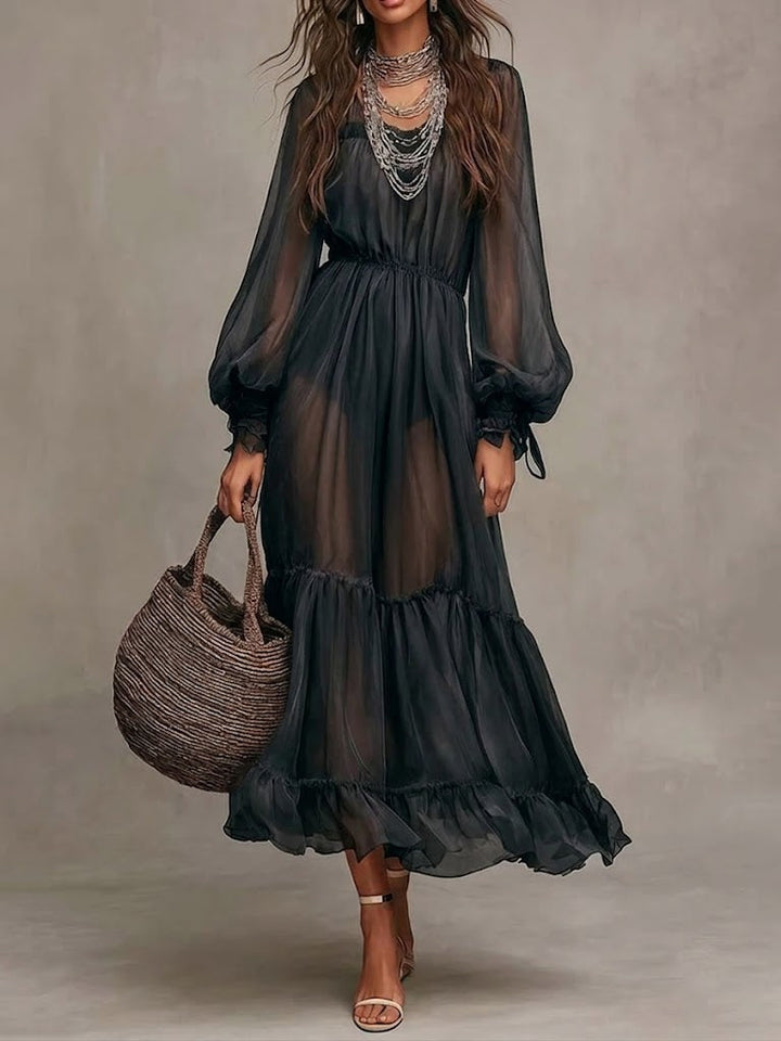 Women's Elegant V-Neck Midi Dress - Effortless Summer Style