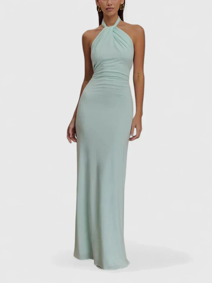 Women's Halter Neck Maxi Dress - Elegant Evening Event