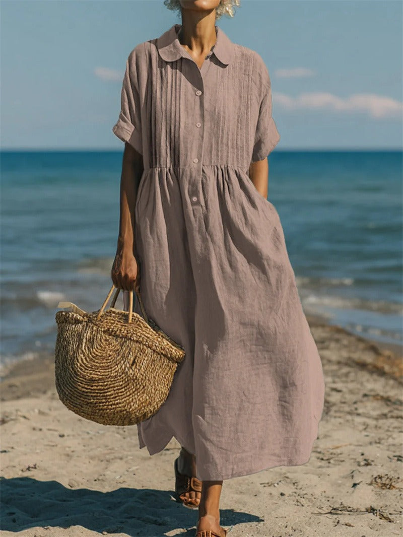 Women's Cotton Button Shirt Dress - Effortless Beauty for Warm Days