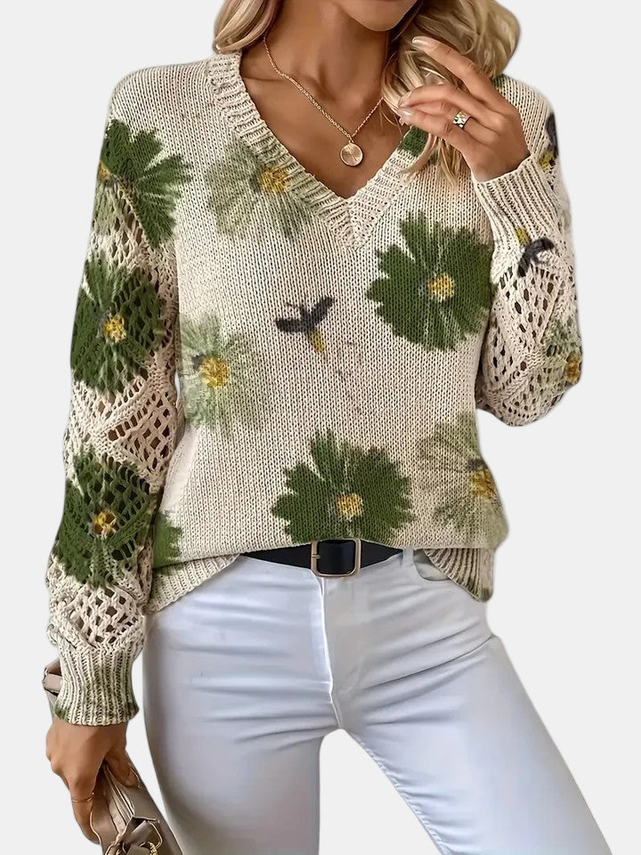 Women's Blooming Chic Knit Sweater - Effortless Everyday Elegance
