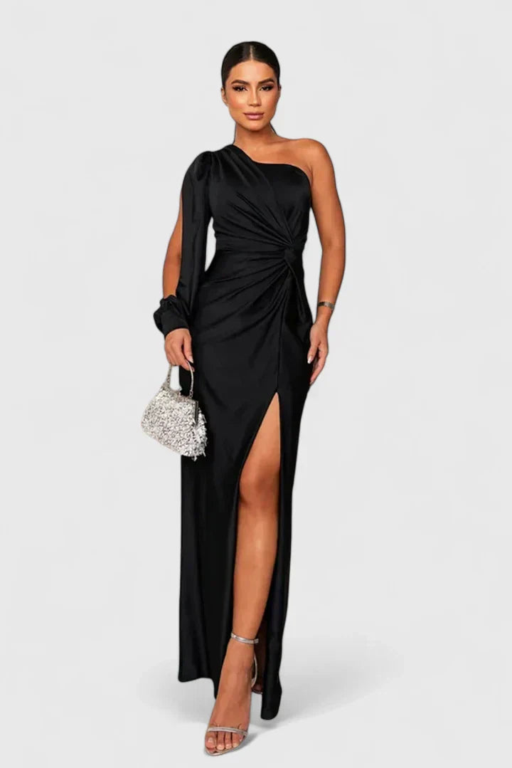 Women's One-Shoulder Maxi Dress - Elegant Party Styling