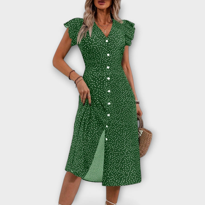 Women's Polka Dot A-Line Dress - Chic & Versatile for Any Occasion