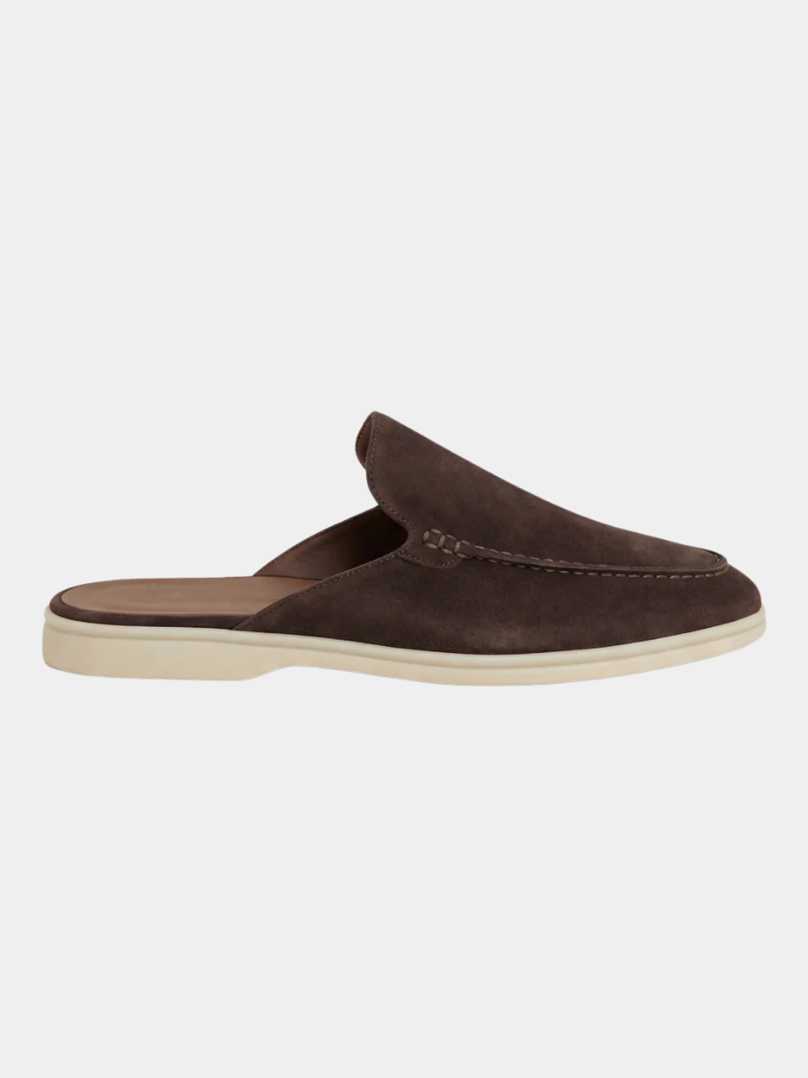 Men's Leather Slip-On Mules – Yacht Loafers – Brown