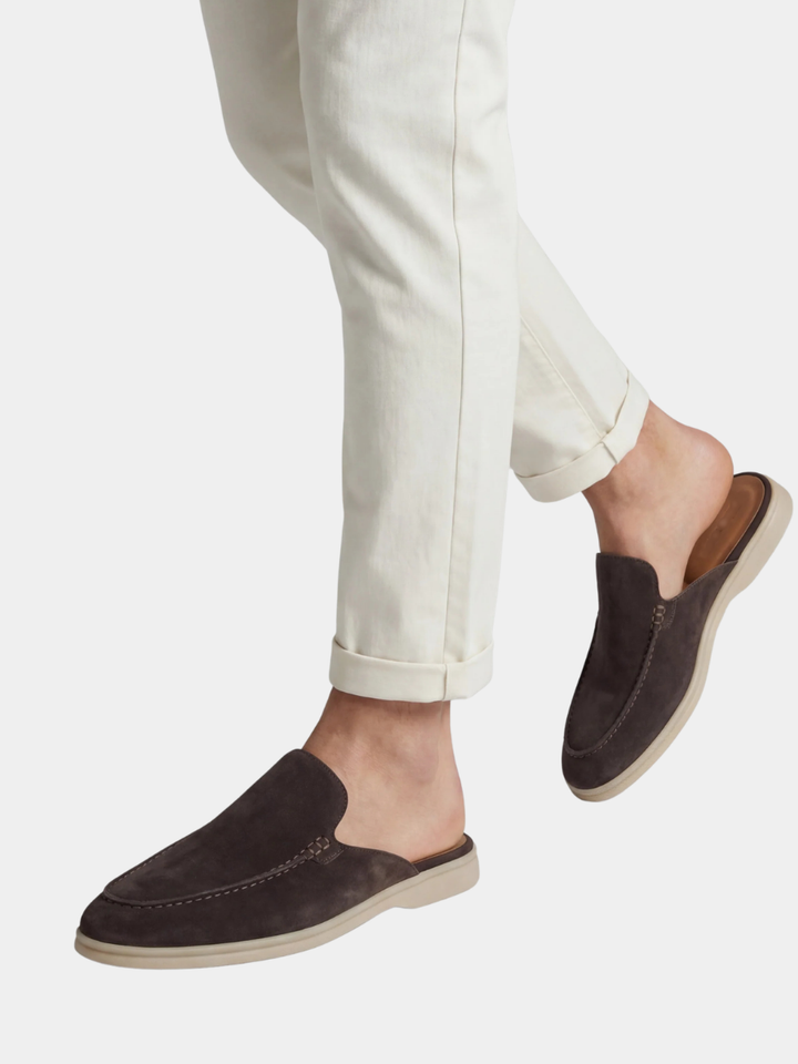 Men's Leather Slip-On Mules – Yacht Loafers – Brown