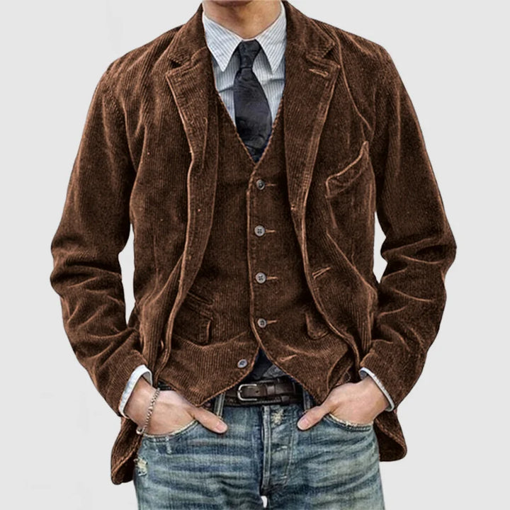 Women's Vintage Jacket & Vest - Two-in-One Layering Set