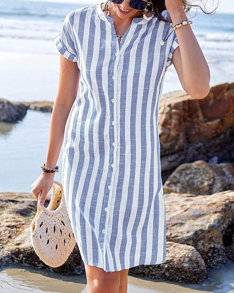Women's Striped Shirt Dress - Breezy Everyday Elegance