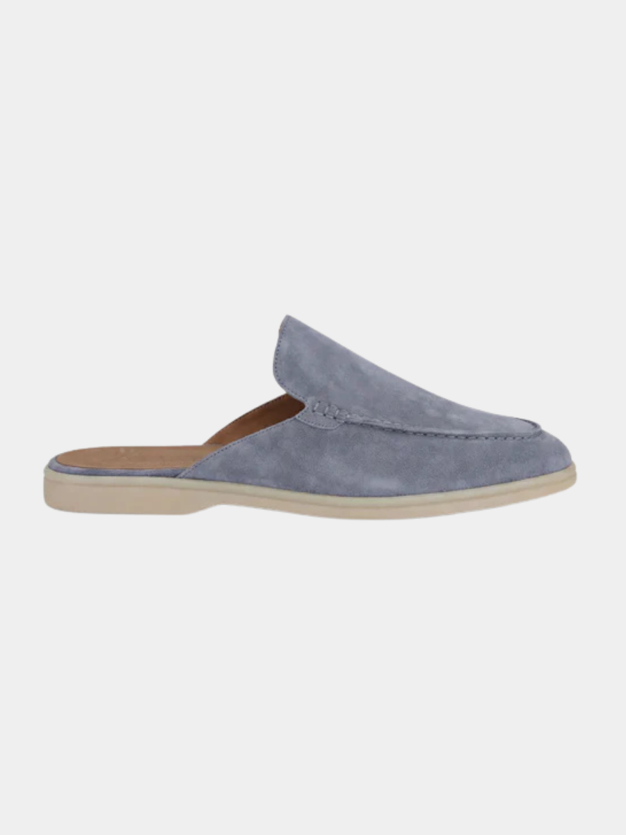 Men's Leather Slip-On Mules – Yacht Loafers – Baby Blue