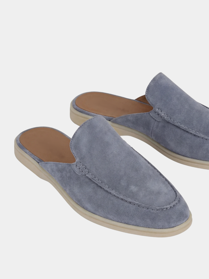 Men's Leather Slip-On Mules – Yacht Loafers – Baby Blue