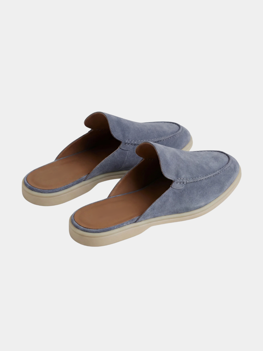 Men's Leather Slip-On Mules – Yacht Loafers – Baby Blue