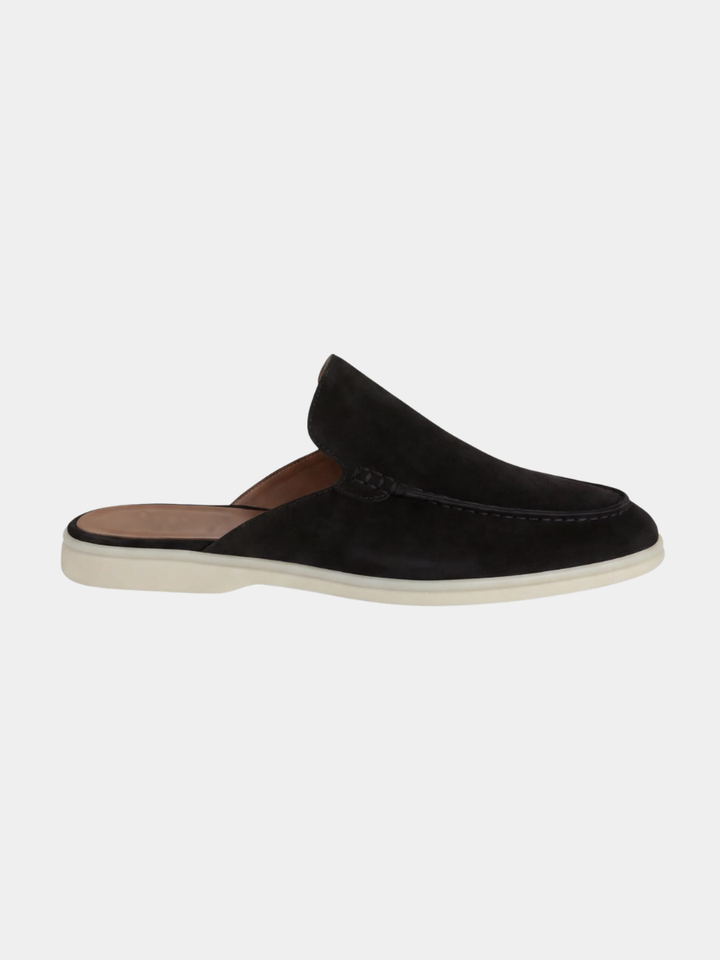 Men's Leather Slip-On Mules – Yacht Loafers – Black