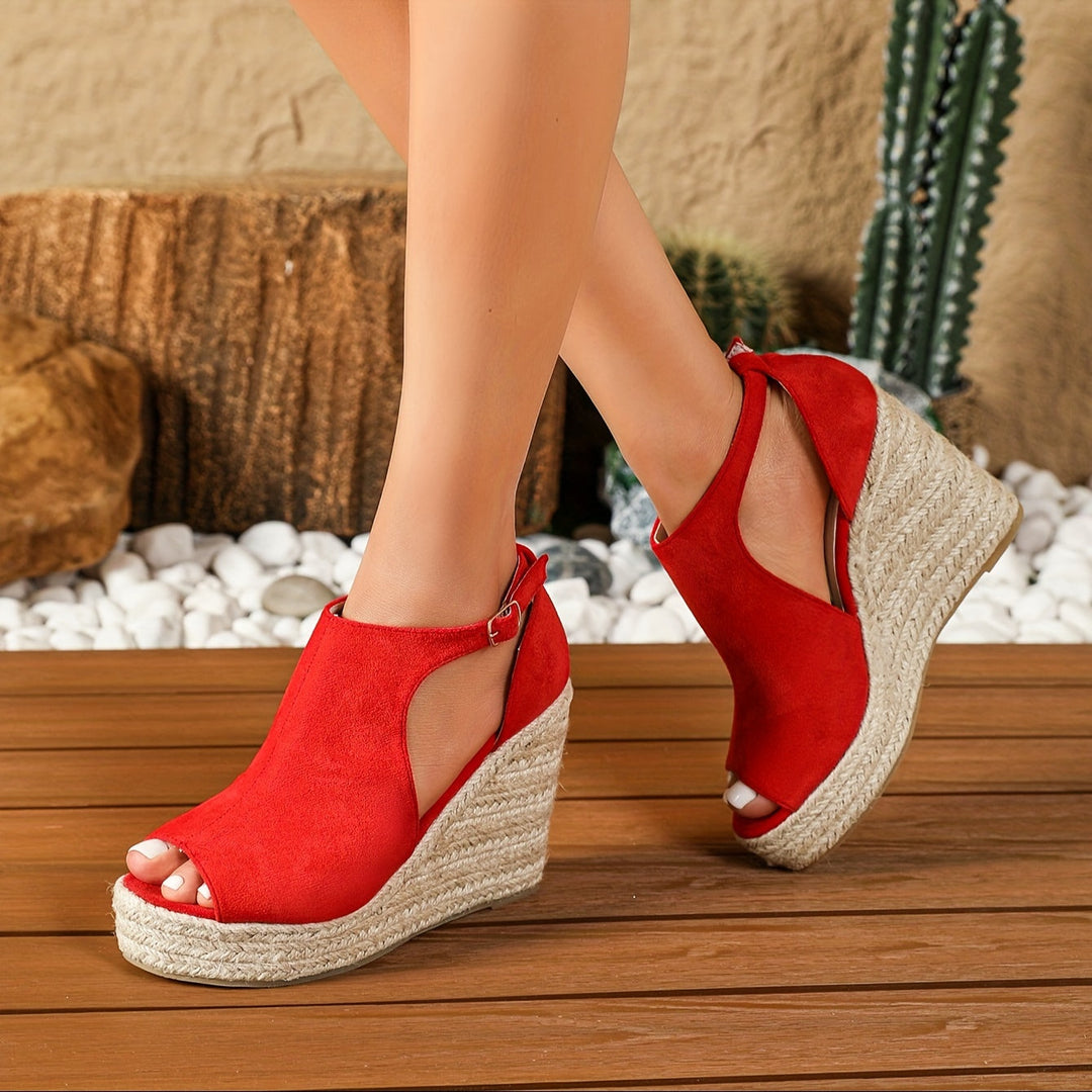 Women's Leather Heeled Sandals - Elegant Summer Style