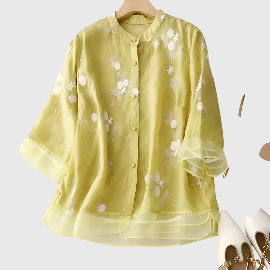 Women's Embroidered Floral Elegant Blouse - Everyday Elegance